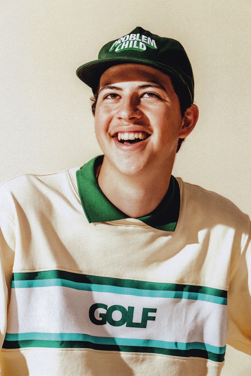 Golf Wang Tyler, The Creator Polo Zip Bleu Blanc Rouge Casquette Rouge Collection Lookbook Automne/Hiver 2017 Julian Berman