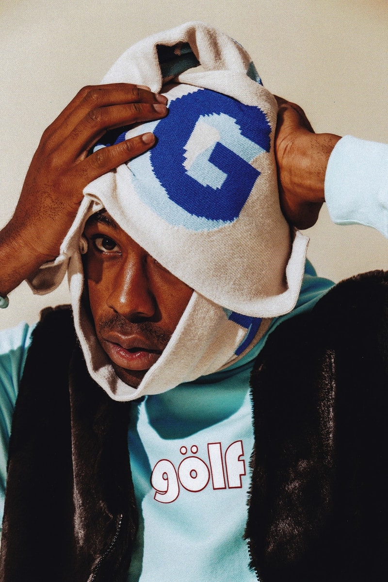 Golf Wang Tyler, The Creator Polo Zip Bleu Blanc Rouge Casquette Rouge Collection Lookbook Automne/Hiver 2017 Julian Berman