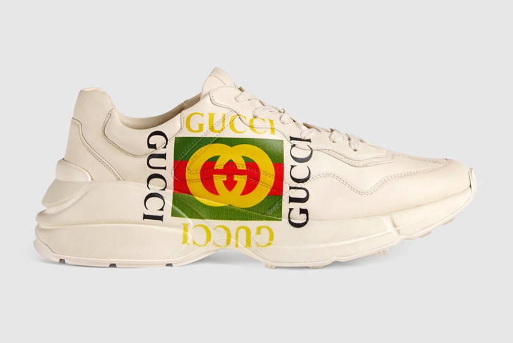 Gucci Gara Rhyton Cuir Écru Logo Semelle Épaisse