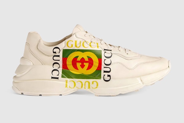 Gucci Gara Rhyton Cuir Écru Logo Semelle Épaisse