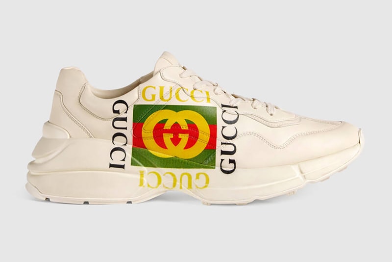 Gucci Gara Rhyton Cuir Écru Logo Semelle Épaisse