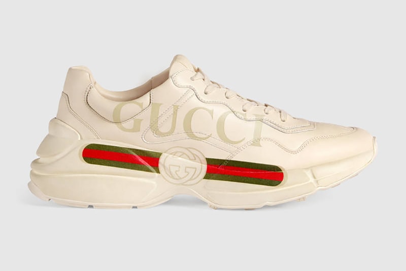 Gucci Gara Rhyton Cuir Écru Logo Semelle Épaisse