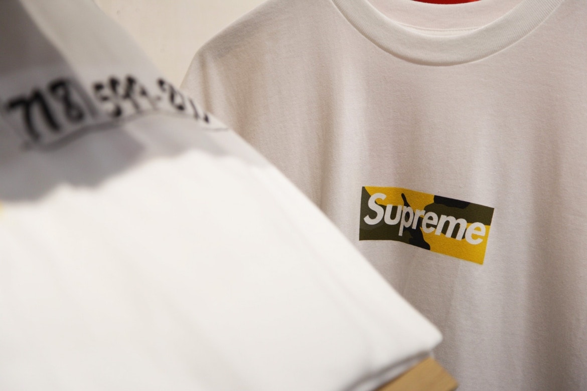Supreme T-Shirt Box Logo Brooklyn Camo Jaune Kaki Noir