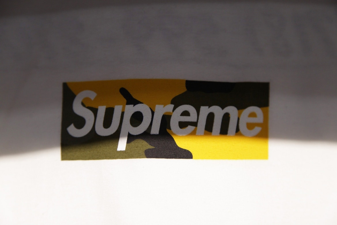 Supreme T-Shirt Box Logo Brooklyn Camo Jaune Kaki Noir