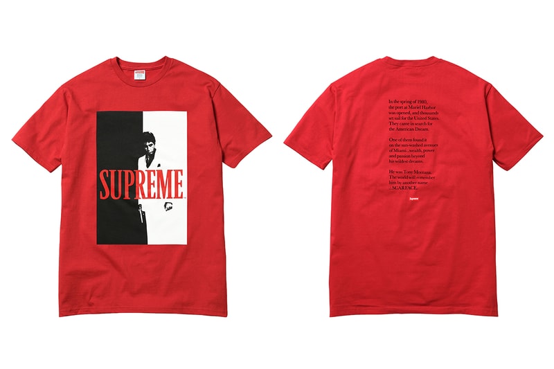 Supreme Collaboration Scarface T-Shirt Rouge Tony Montana