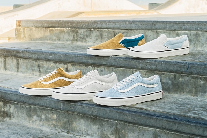 Vans Old Skool Classic Slip-On Suede Duveteux Bronze Gris Bleu Fuzzy Suede Pack