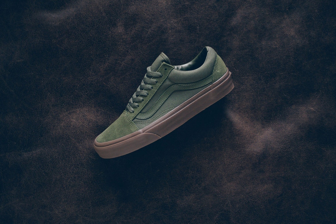Vans Old Skool Olive Gum Daim Toile Semelle Gomme