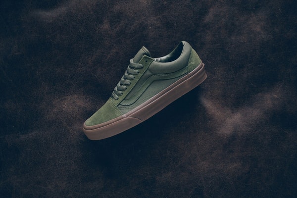 Vans Old Skool Olive Gum Daim Toile Semelle Gomme