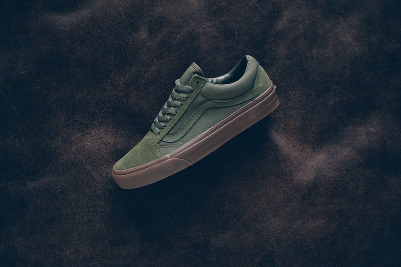 Vans Old Skool Olive Gum Daim Toile Semelle Gomme