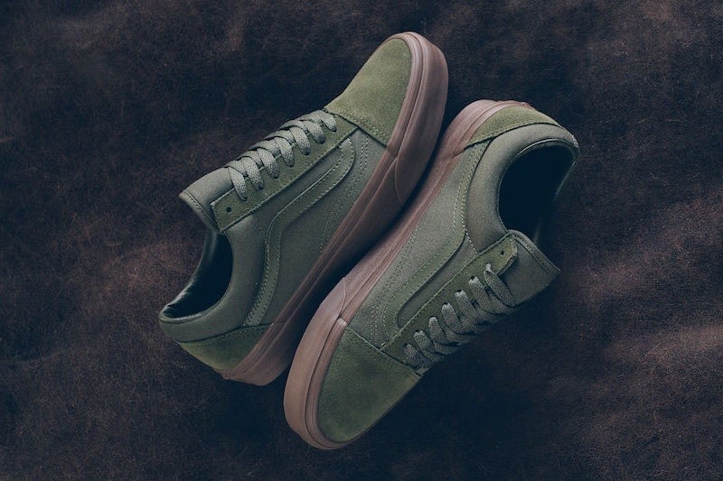 Vans Old Skool Olive Gum Daim Toile Semelle Gomme