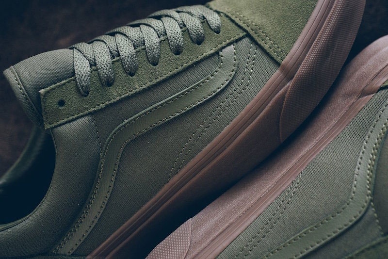 Vans Old Skool Olive Gum Daim Toile Semelle Gomme