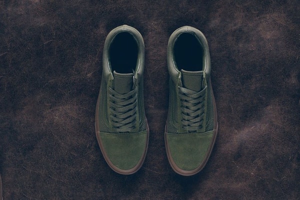 Vans Old Skool Olive Gum Daim Toile Semelle Gomme