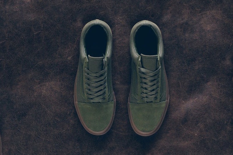 Vans Old Skool Olive Gum Daim Toile Semelle Gomme