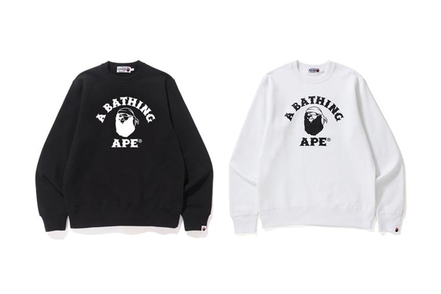 BAPE A Bathing Ape Crewneck Sweatshirt Pirate Store Noir Blanc