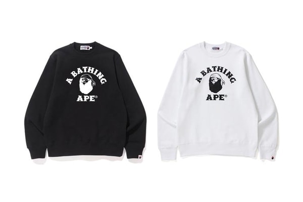 BAPE A Bathing Ape Crewneck Sweatshirt Pirate Store Noir Blanc