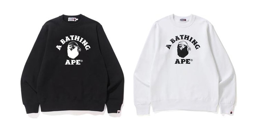 BAPE A Bathing Ape Crewneck Sweatshirt Pirate Store Noir Blanc