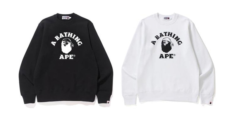 BAPE A Bathing Ape Crewneck Sweatshirt Pirate Store Noir Blanc