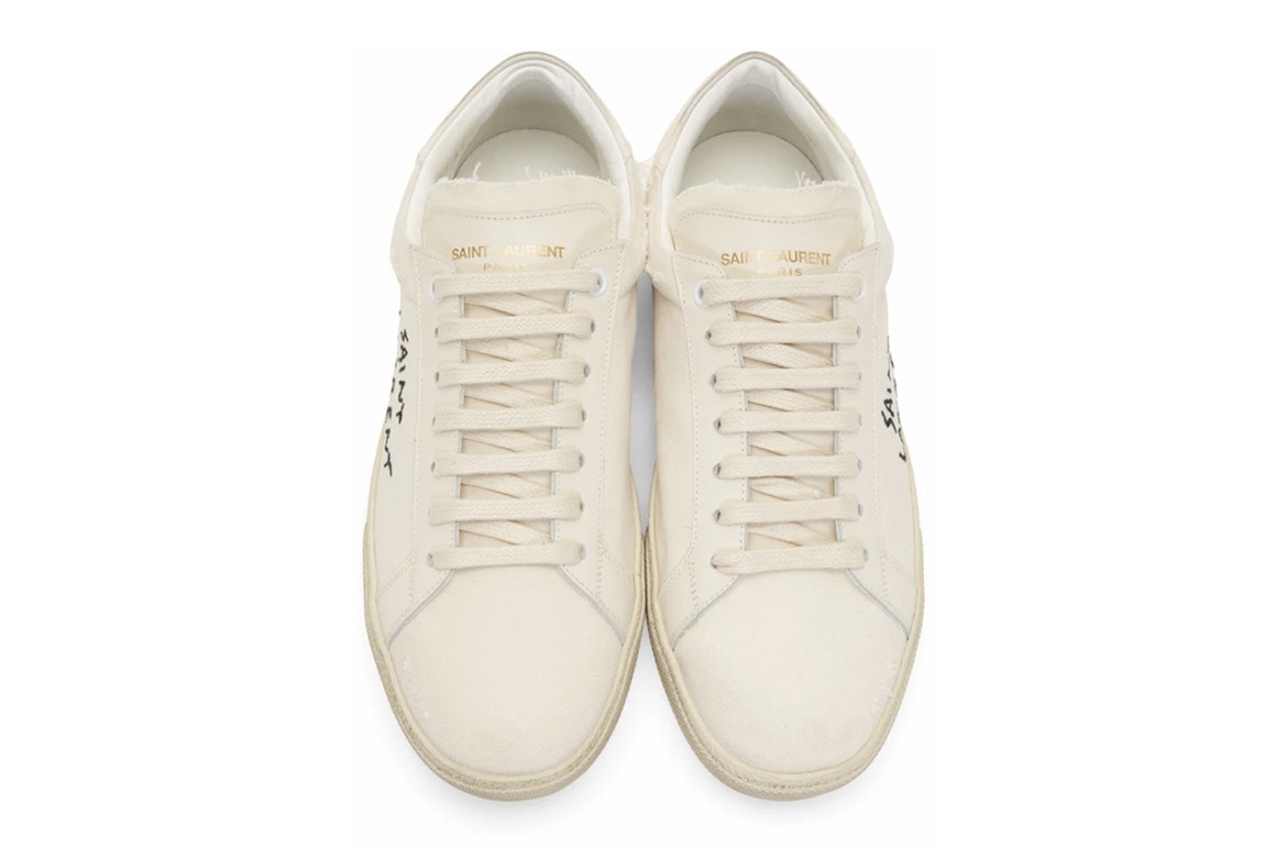 Saint Laurent Basket Classic Court Brodée Couleur Crème