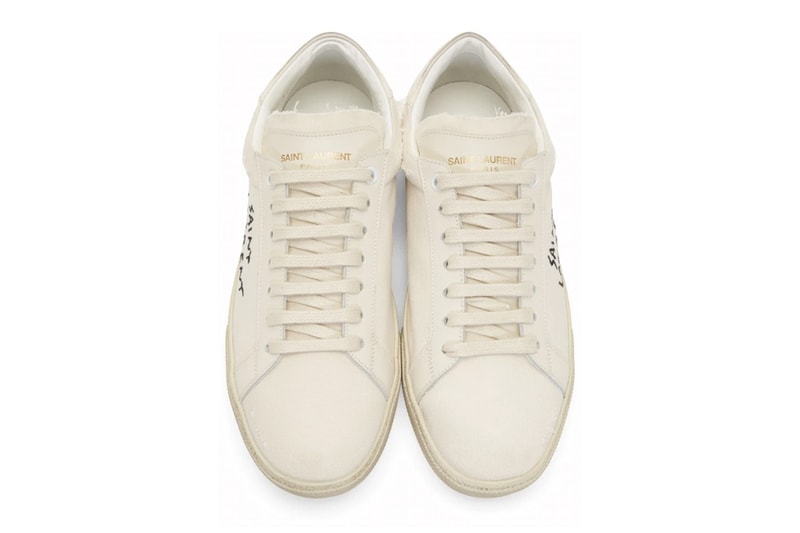 Saint Laurent Basket Classic Court Brodée Couleur Crème