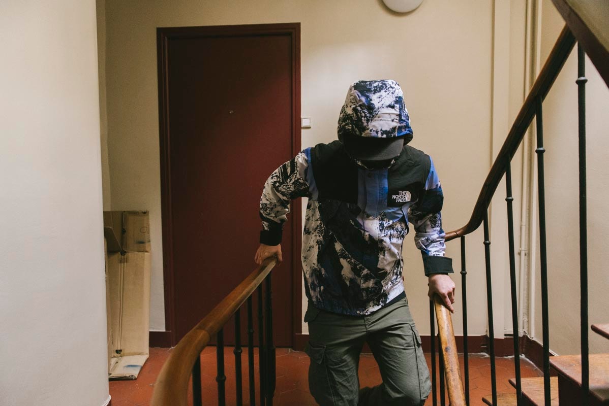 Parka Moutain Supreme x The North Face, Nylon Et Paysage Montagneux