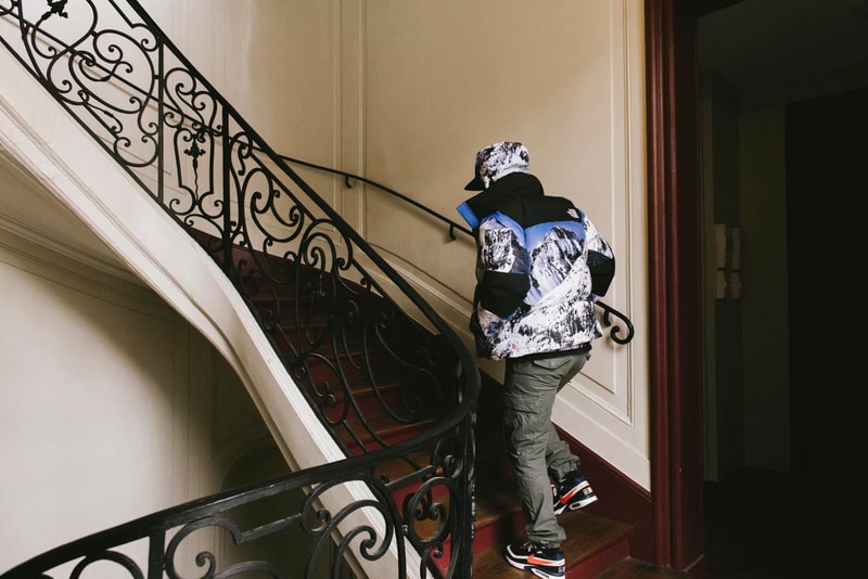 Parka Moutain Supreme x The North Face, Nylon Et Paysage Montagneux