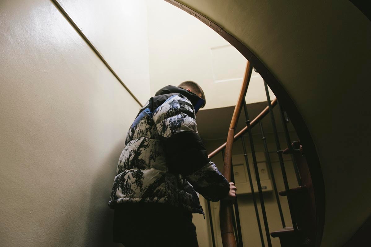 Parka Moutain Supreme x The North Face, Nylon Et Paysage Montagneux