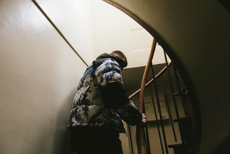 Parka Moutain Supreme x The North Face, Nylon Et Paysage Montagneux
