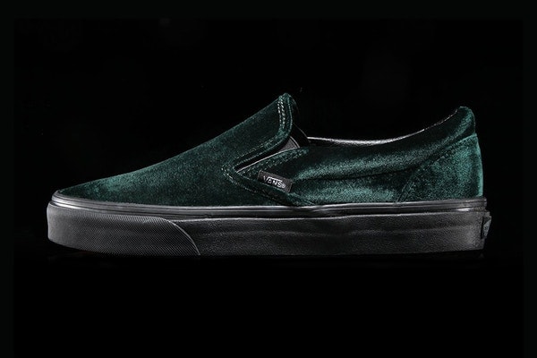 Vans Drape La Slip-On D'Un Velours Vert Luxueux