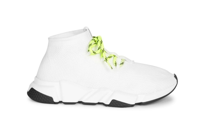 Speed Trainer Balenciaga Blanche Avec Lacets Jaune Fluo
