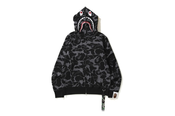 BAPE shark hoodie camo gris noir