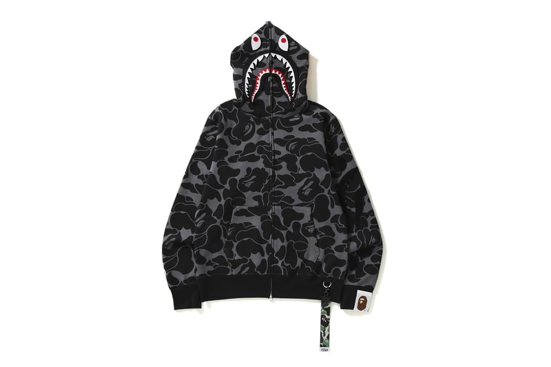 BAPE shark hoodie camo gris noir