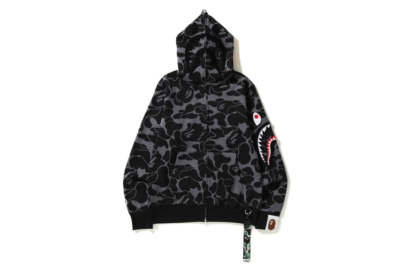 BAPE shark hoodie camo gris noir
