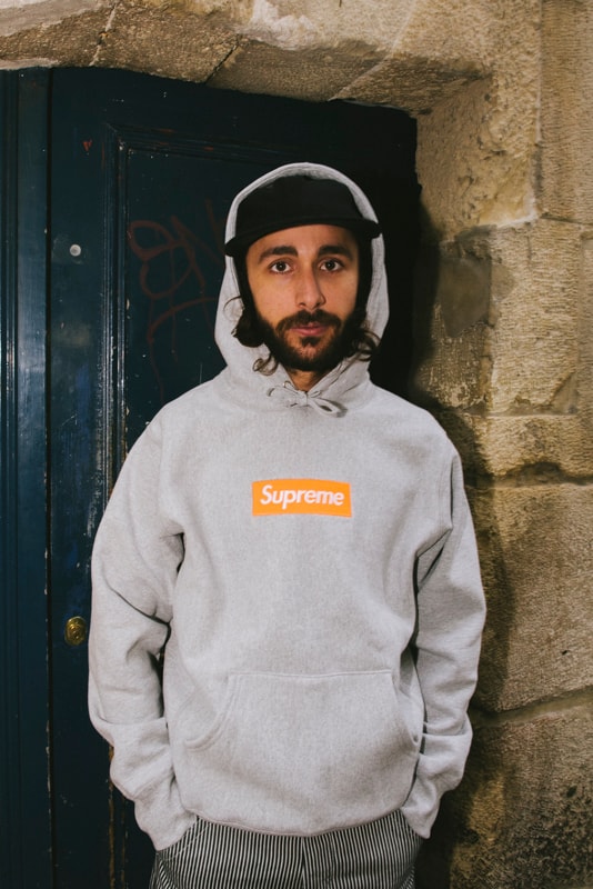Hoodie Supreme Box Logo Gris Orange