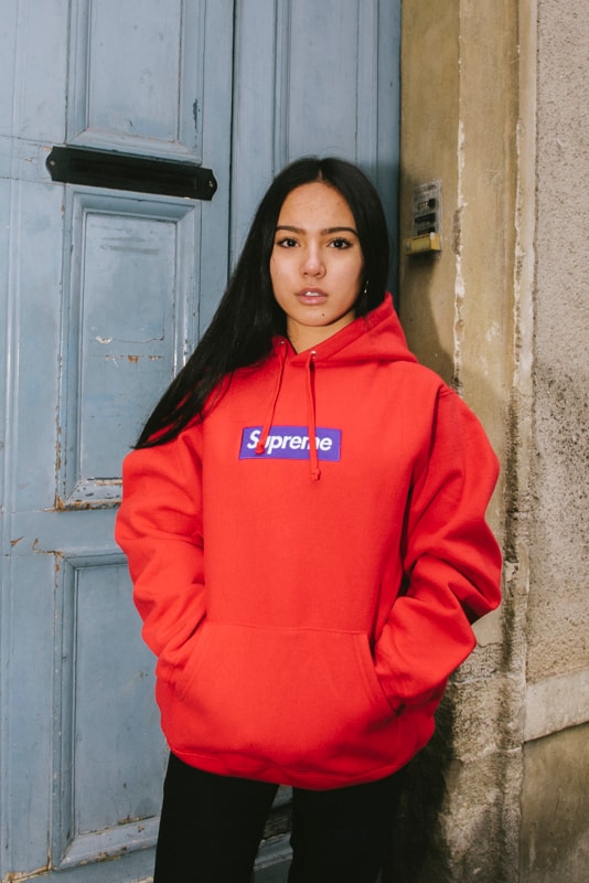 Hoodie Supreme Box Logo Gris Orange