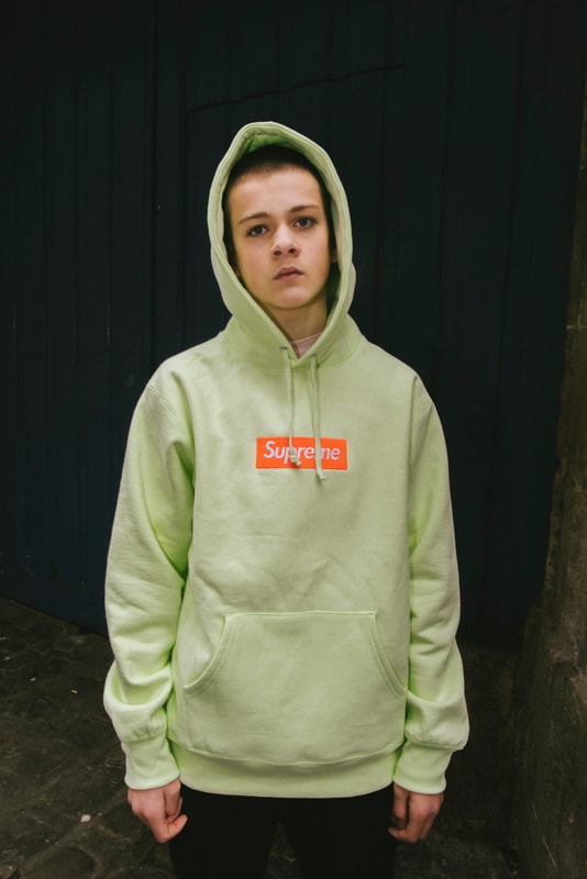 Hoodie Supreme Box Logo Gris Orange