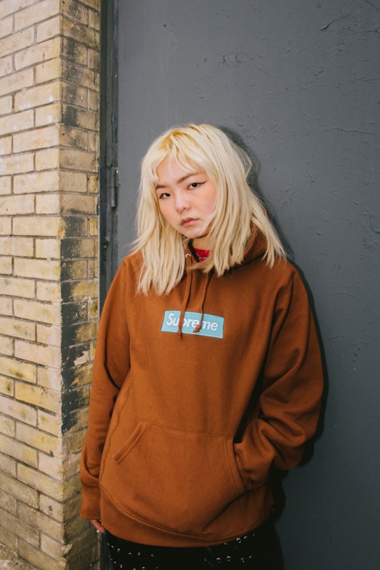 Hoodie Supreme Box Logo Gris Orange