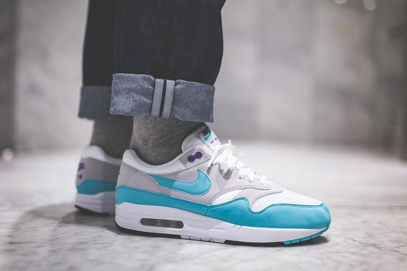Nike Air Max 1 Aqua Blanc Gris Bleu Noir Violet Afew