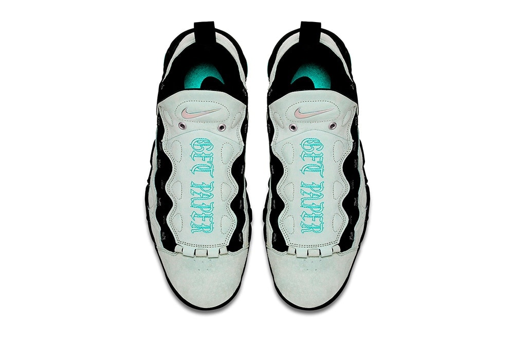 Lookook Nike Air More Money Pack "Global Currency" Sur Fond Blanc