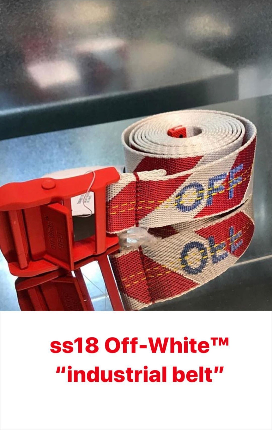 "Industrial Belt" Off-White™ Boucle Rouge Et Rayures
