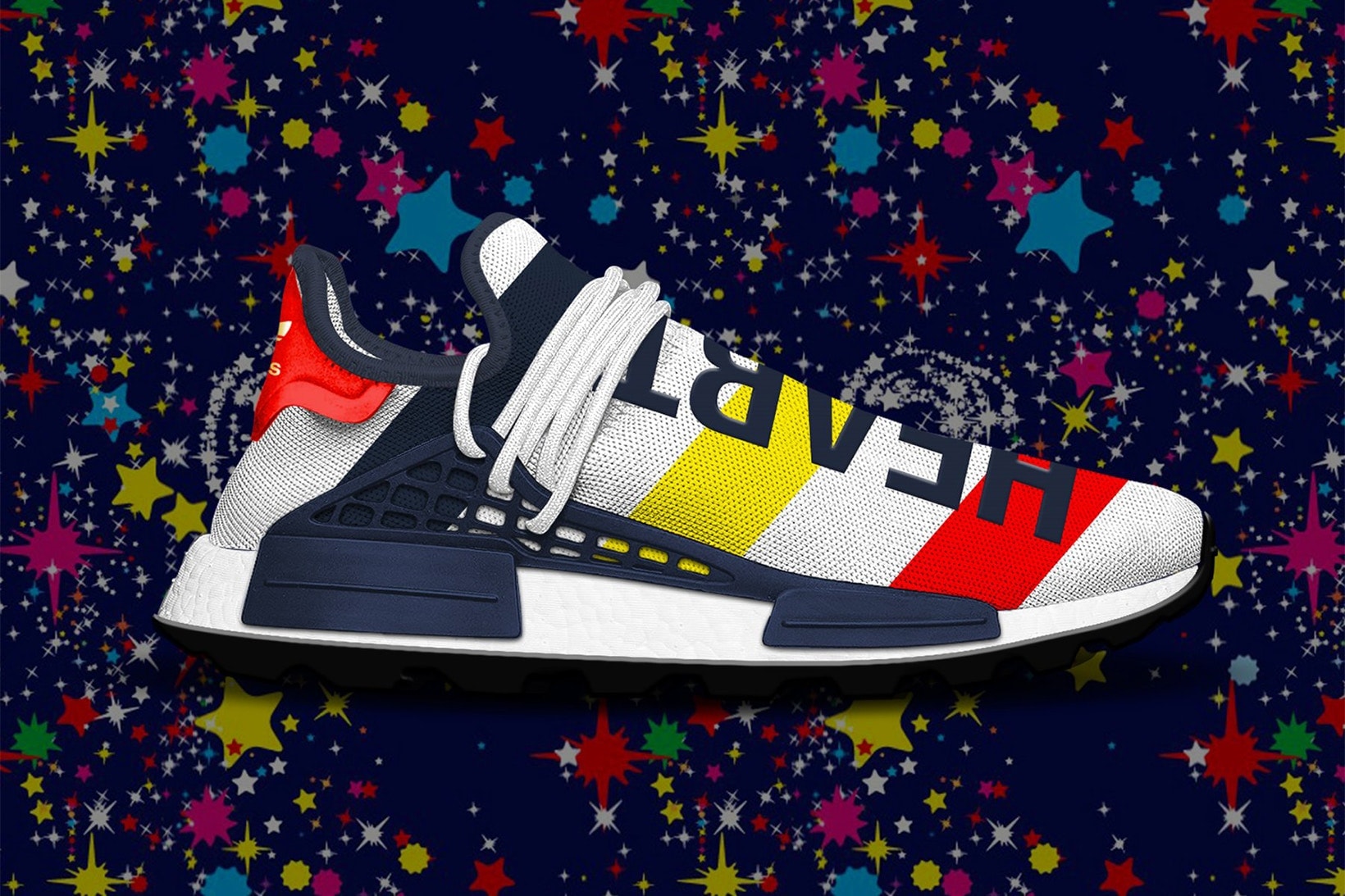 adidas Originals BBC Hu NMD Trail Pharrell Williams Blanc Jaune Rouge Bleu Marine Heart Mind