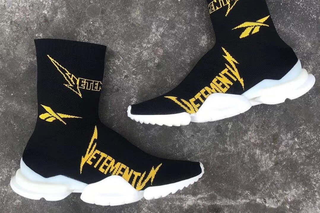 Gros Plan Vetements Reebok Crew Sock Runner Jaune Noir