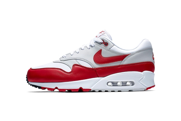 La Nouvelle Hybride Nike Air Max 1 x 90 Mélange Le Rouge Et Le Blanc