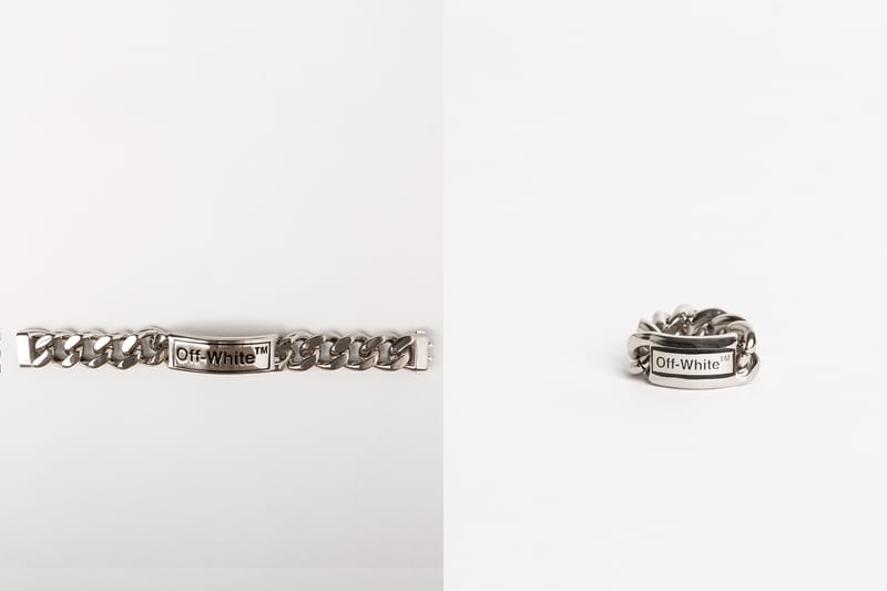 Off-White™ sort une série de bijoux avec bagues, bracelets et boucles d'oreilles