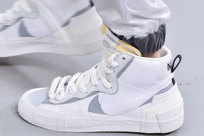 Aperçu détaillé d'un nouveau coloris de la sacai x Nike "Blazer with the Dunk"