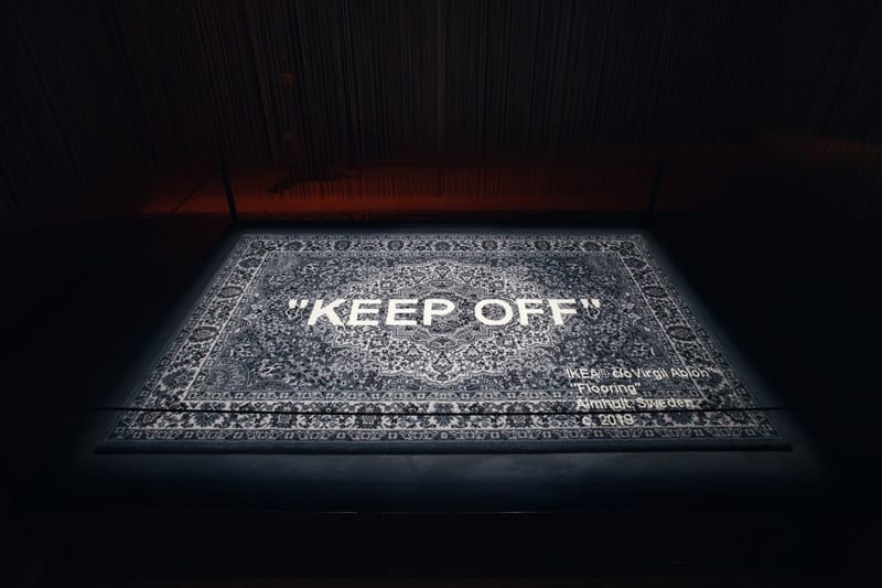 "KEEP OFF", "BLUE", "STILL LOADING"... Les premiers tapis IKEA x Virgil Abloh seront aussi vendus en novembre, mais par le biais d'un seul et unique magasin