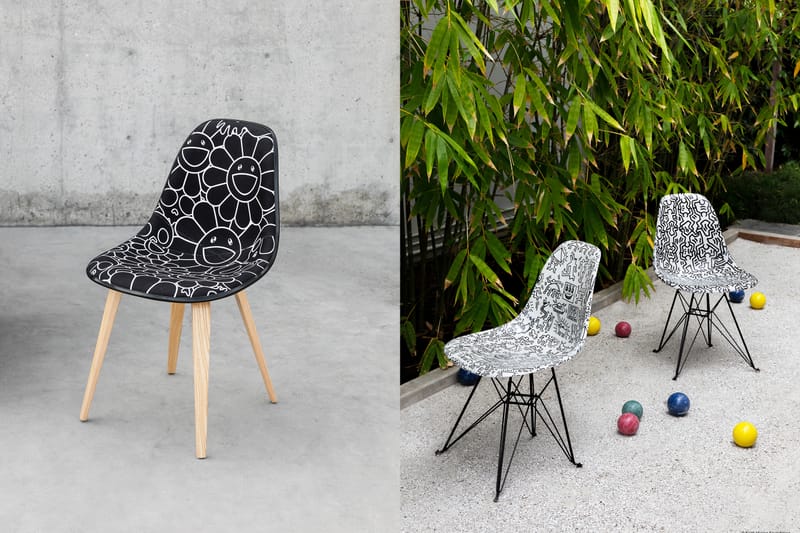 Une exposition parisienne dédiée aux chaises Modernica imaginées avec les dessins de Takashi Murakami, Basquiat ou BAPE