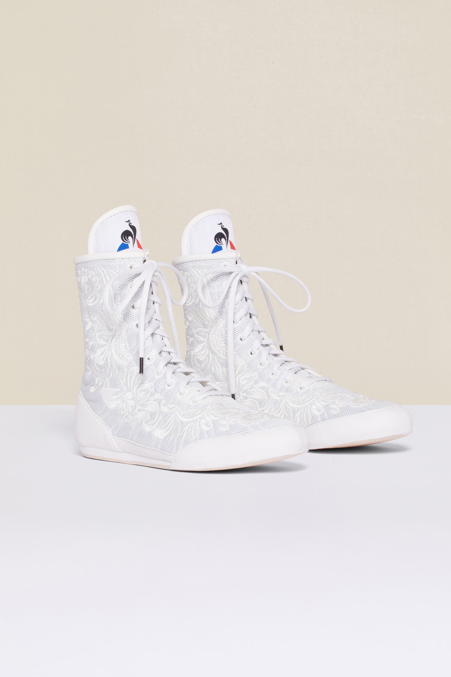 Le coq sportif dévoile une sneaker de boxe brodée en collaboration avec la maison de luxe Patou