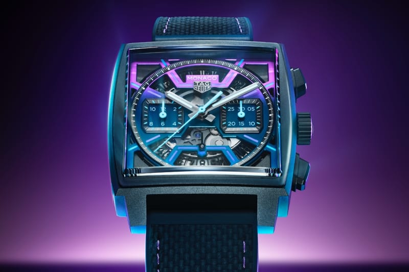 Ce chronographe TAG Heuer Monaco capture la lueur électrique des courses nocturnes