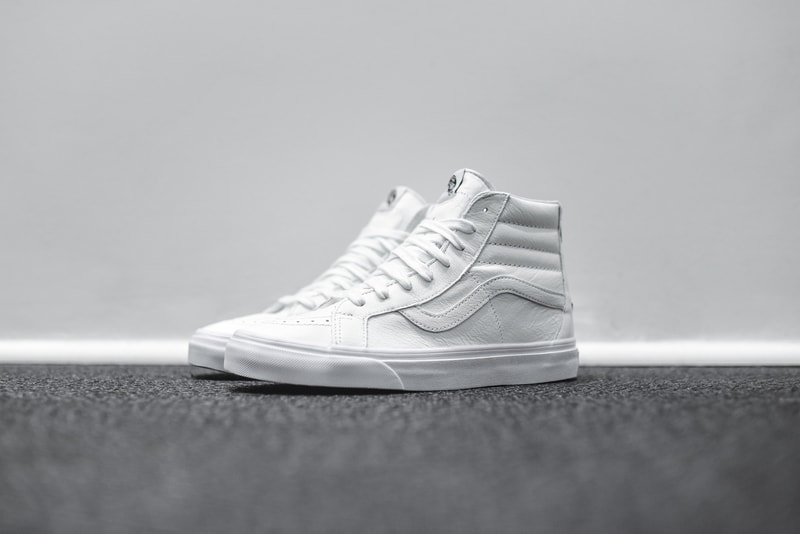 Vans White Leather Sk8Hi Zip 