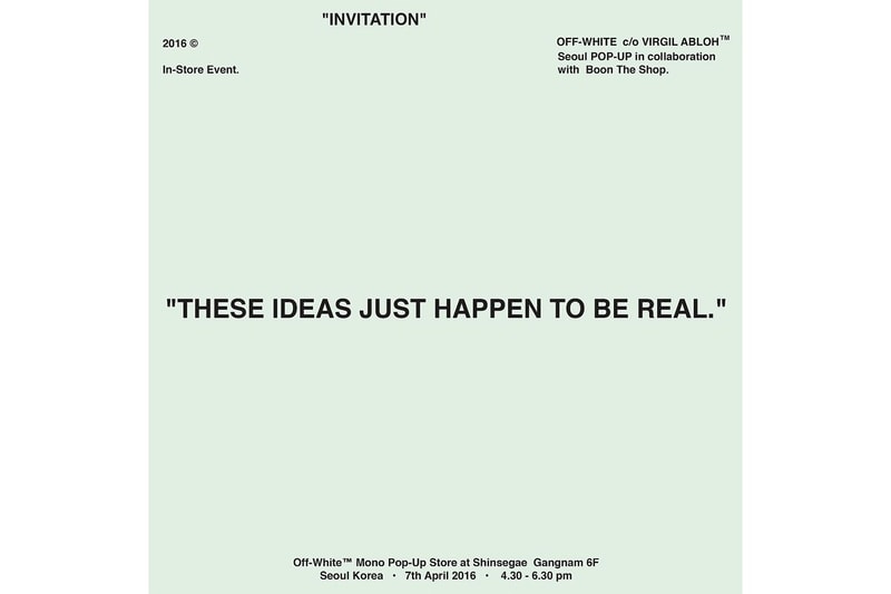 Virgil Abloh 於首爾 BOONTHESHOP 開設 Pop-Up 店中店